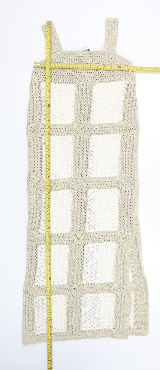 Marks and Spencer Women Beige S Crochet Midi Slip Dress