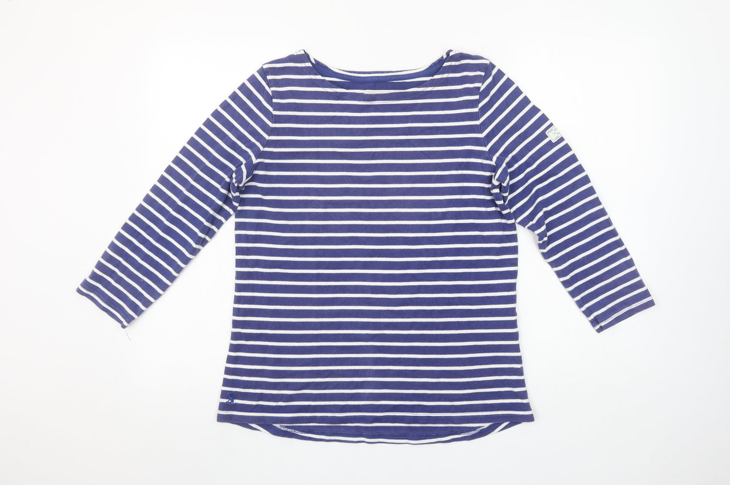 Joules Women Blue White Striped Long Sleeve Cotton T-Shirt UK 12