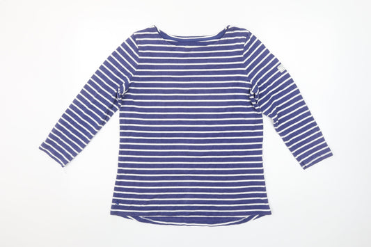 Joules Women Blue White Striped Long Sleeve Cotton T-Shirt UK 12