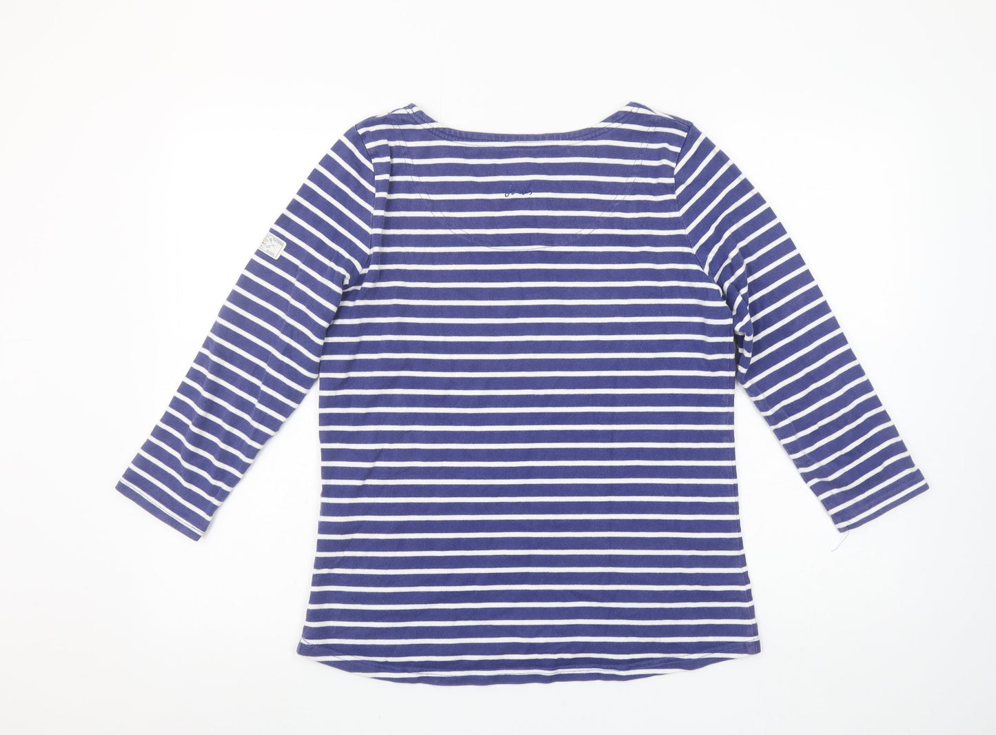 Joules Women Blue White Striped Long Sleeve Cotton T-Shirt UK 12