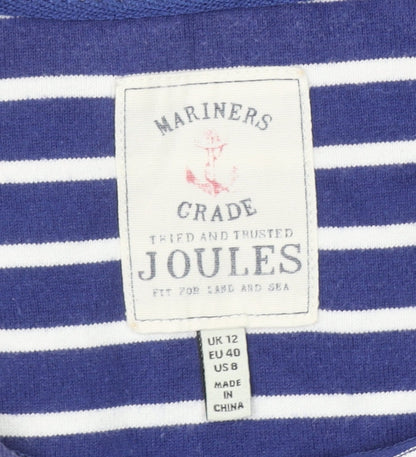 Joules Women Blue White Striped Long Sleeve Cotton T-Shirt UK 12