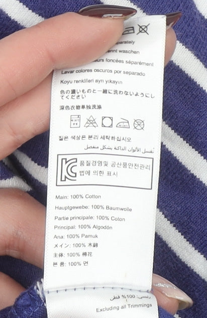 Joules Women Blue White Striped Long Sleeve Cotton T-Shirt UK 12