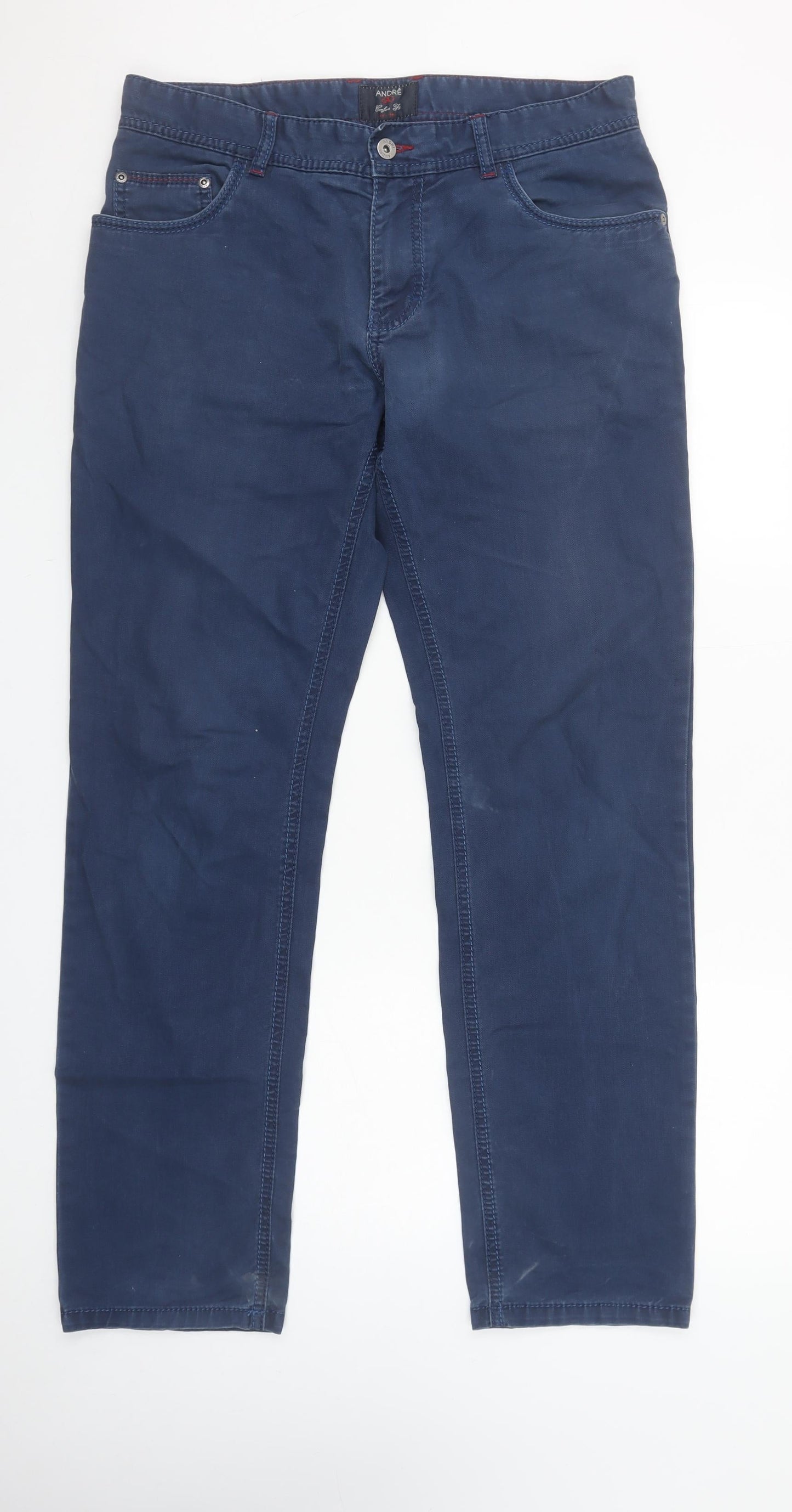 ANDRE Men's Blue Sterling Comfort Fit Straight Jeans 34R