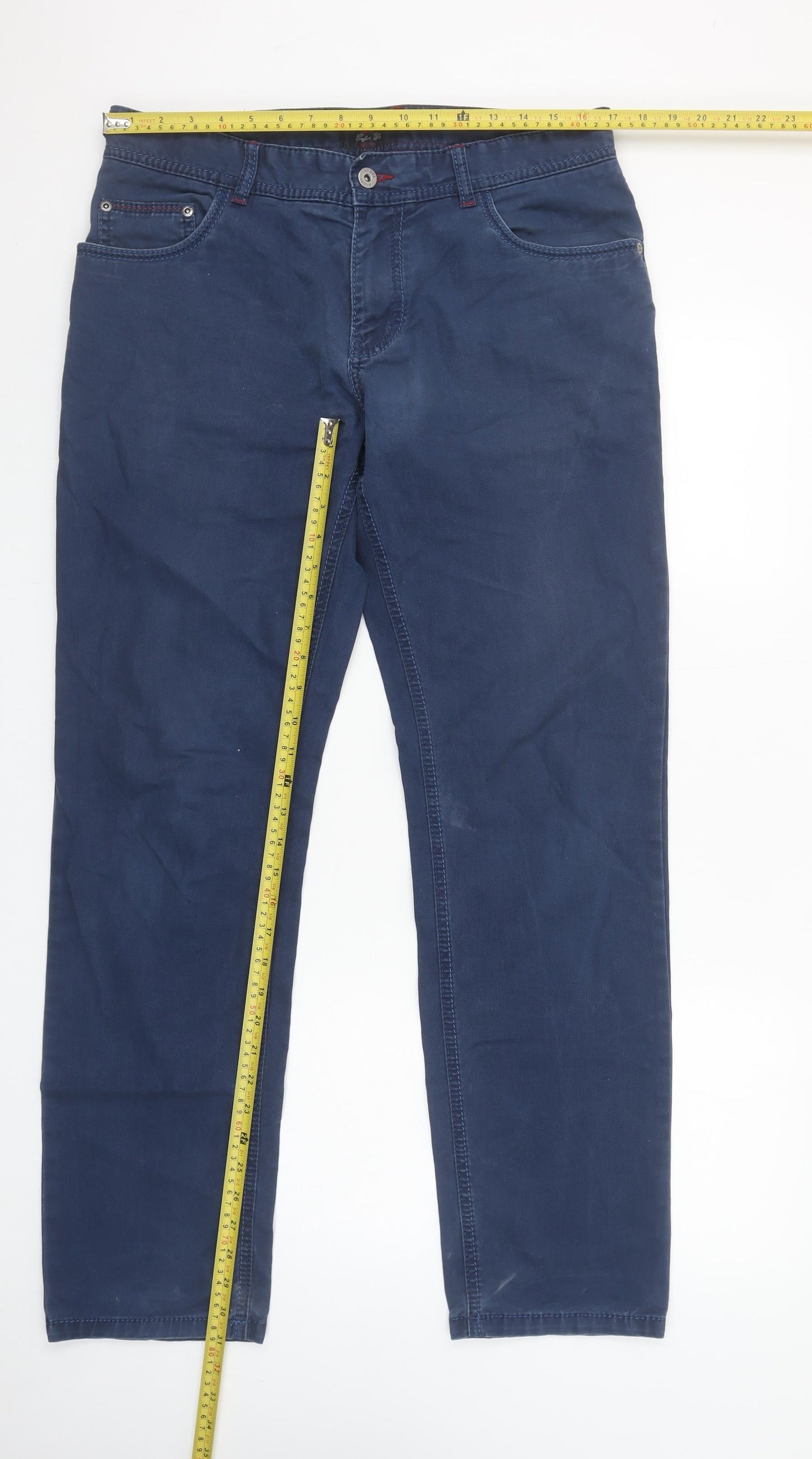 ANDRE Men's Blue Sterling Comfort Fit Straight Jeans 34R