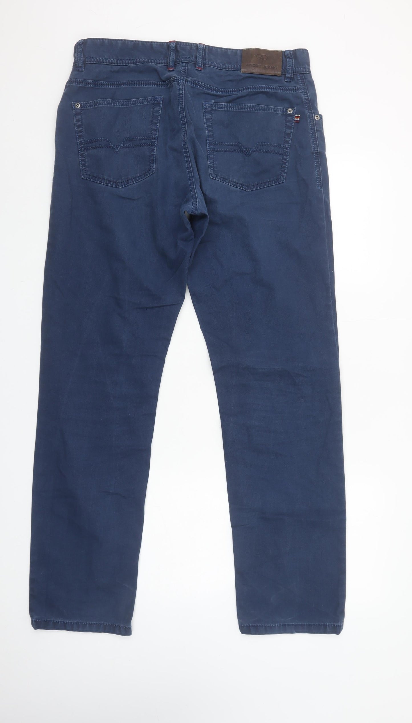 ANDRE Men's Blue Sterling Comfort Fit Straight Jeans 34R