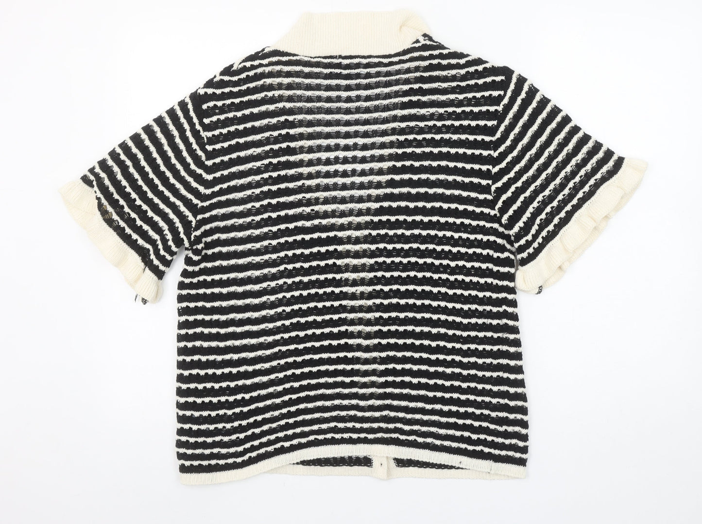 ASOS DESIGN Women's Black Striped Short Sleeve Knit Cardigan Size S