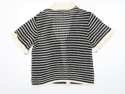 ASOS DESIGN Women's Black Striped Short Sleeve Knit Cardigan Size S