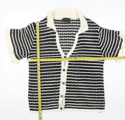 ASOS DESIGN Women's Black Striped Short Sleeve Knit Cardigan Size S