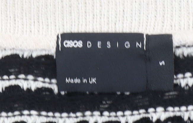 ASOS DESIGN Women's Black Striped Short Sleeve Knit Cardigan Size S