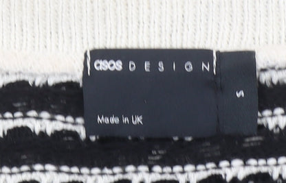 ASOS DESIGN Women's Black Striped Short Sleeve Knit Cardigan Size S