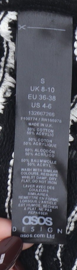 ASOS DESIGN Women's Black Striped Short Sleeve Knit Cardigan Size S