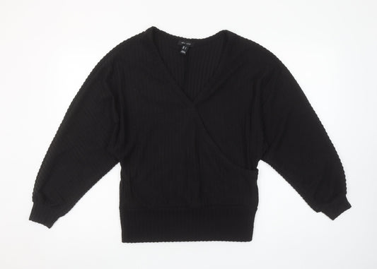 New Look Women’s Black Wrap Knit Long Sleeve Top Size S