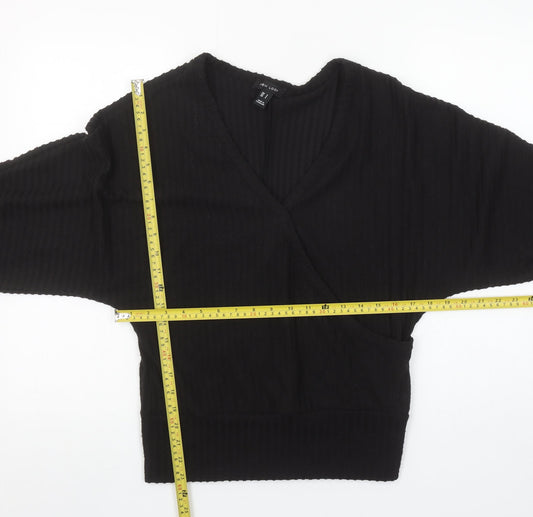 New Look Women’s Black Wrap Knit Long Sleeve Top Size S