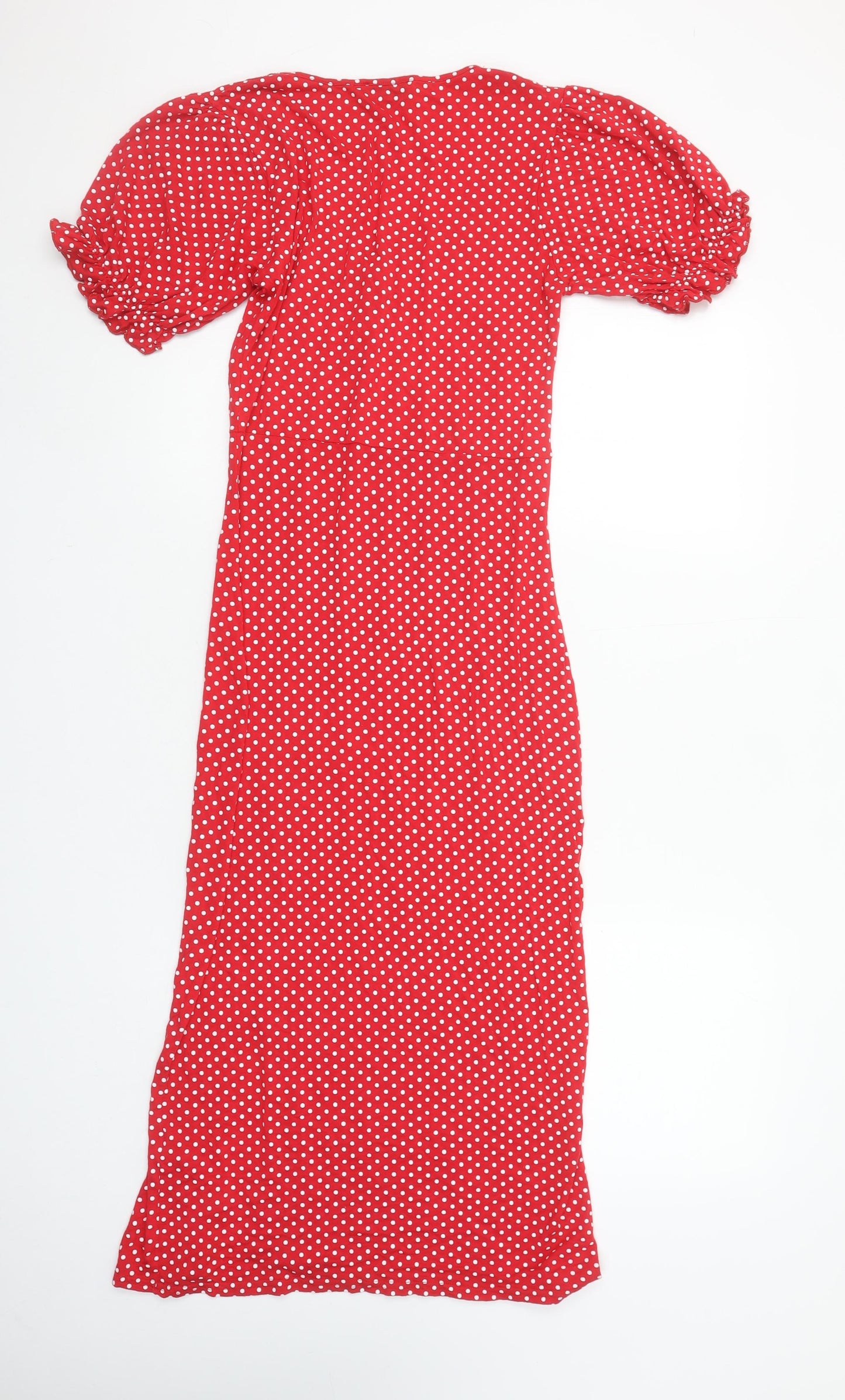 Quiz Women Red Polka Dot Midi Bodycon Dress Size 12