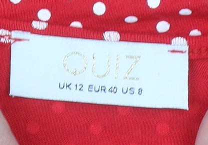Quiz Women Red Polka Dot Midi Bodycon Dress Size 12