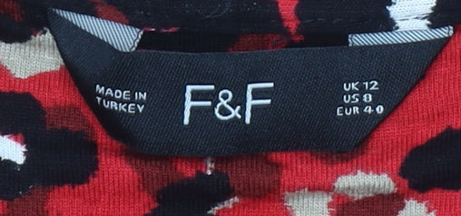 F&F Women’s Red Leopard Print Long Wrap Dress Size 12