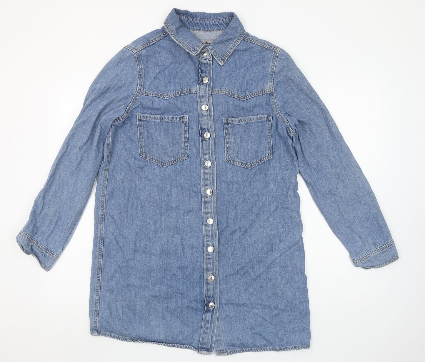 Denim Co. Women’s Blue Button-Up Long Sleeve Cotton Shirt UK 10