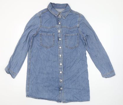 Denim Co. Women’s Blue Button-Up Long Sleeve Cotton Shirt UK 10