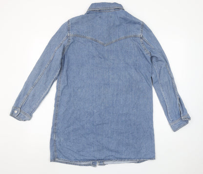 Denim Co. Women’s Blue Button-Up Long Sleeve Cotton Shirt UK 10