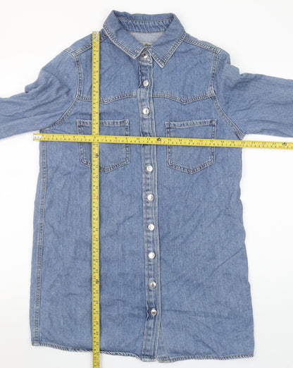 Denim Co. Women’s Blue Button-Up Long Sleeve Cotton Shirt UK 10