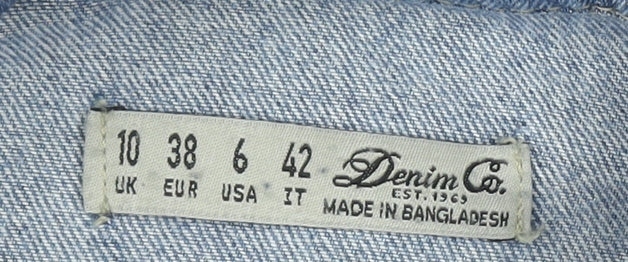 Denim Co. Women’s Blue Button-Up Long Sleeve Cotton Shirt UK 10