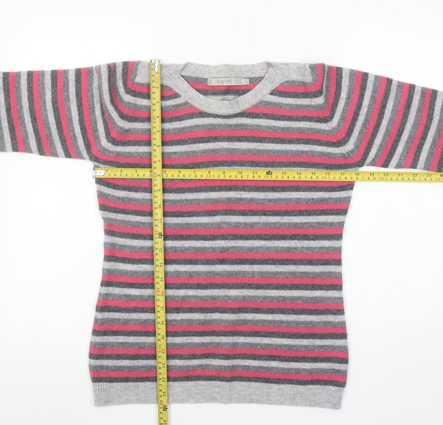 EWM Women’s Multicoloured Lambswool Striped Crew Neck Jumper S