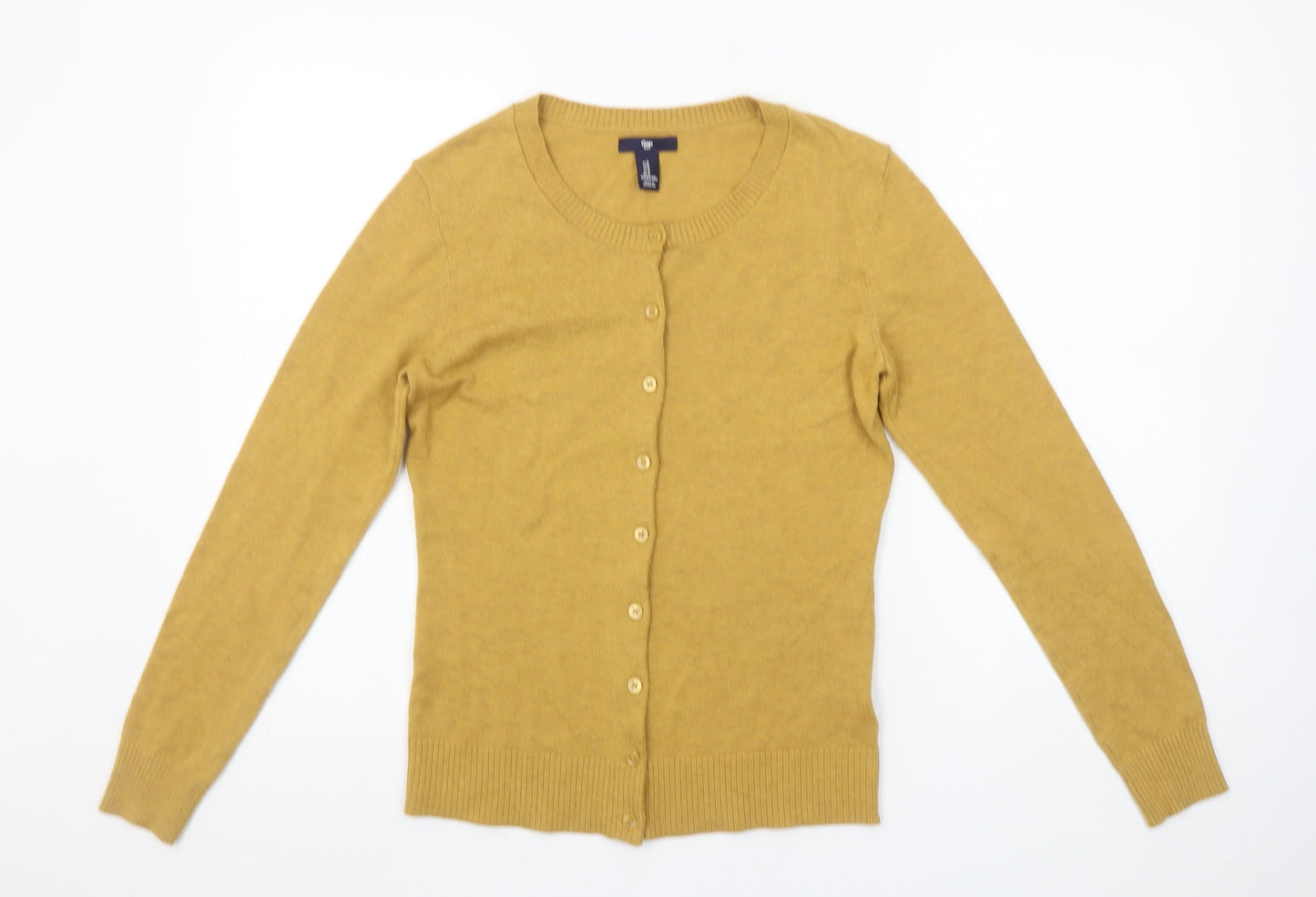 Gap Womens Brown Cardigan Small Cotton Blend Crew Neck