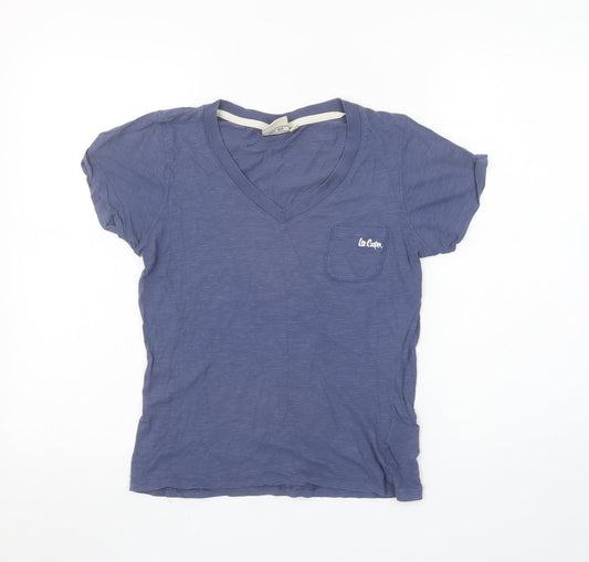 Womens UK Size 10 Lee Cooper Blue Basic T-Shirt