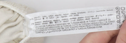 Bershka Women’s Ivory Cargo Trousers Size 10 Cotton Twill