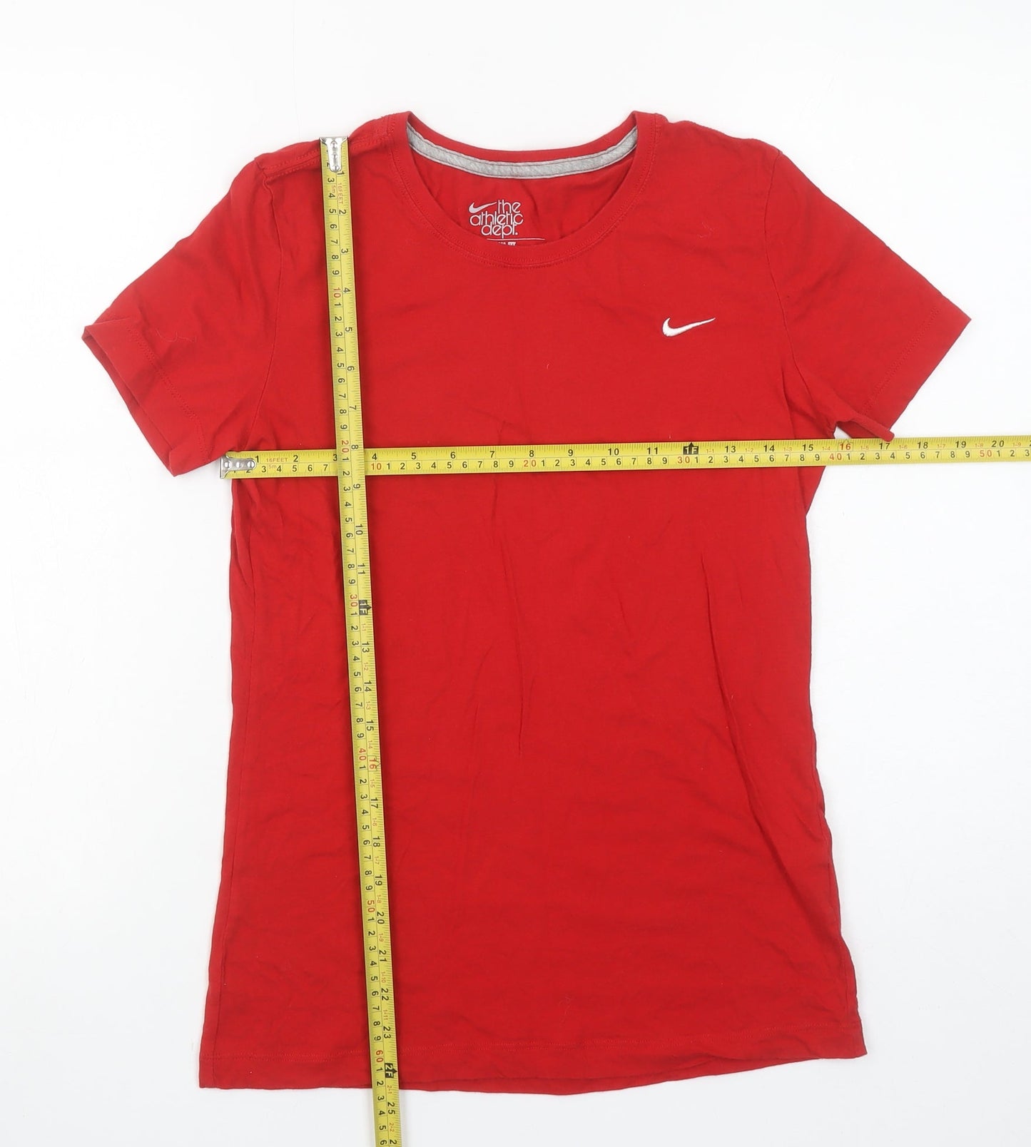 Nike Women Red Slim Fit T-Shirt M Short Sleeve Sports Top