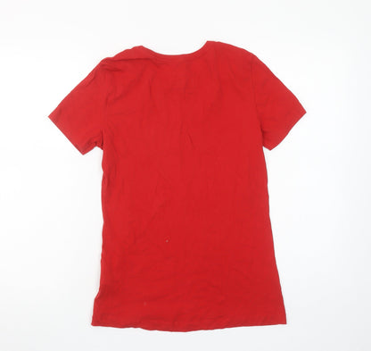 Nike Women Red Slim Fit T-Shirt M Short Sleeve Sports Top
