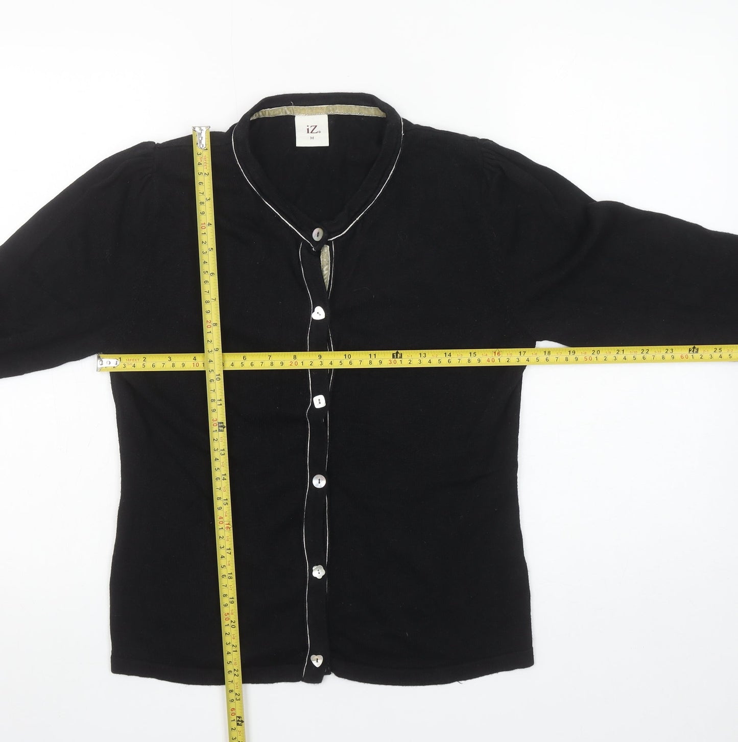 Womens UK Size M iZ Black Cardigan Jumper