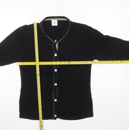 Womens UK Size M iZ Black Cardigan Jumper