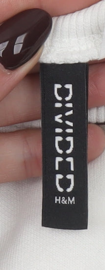 H&M Divided Women’s White Cropped Pullover Sweatshirt L Butterfly Karma & Magic