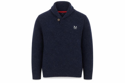 Crew Clothing Navy Lambswool Shawl Collar Jumper Size 6 Years