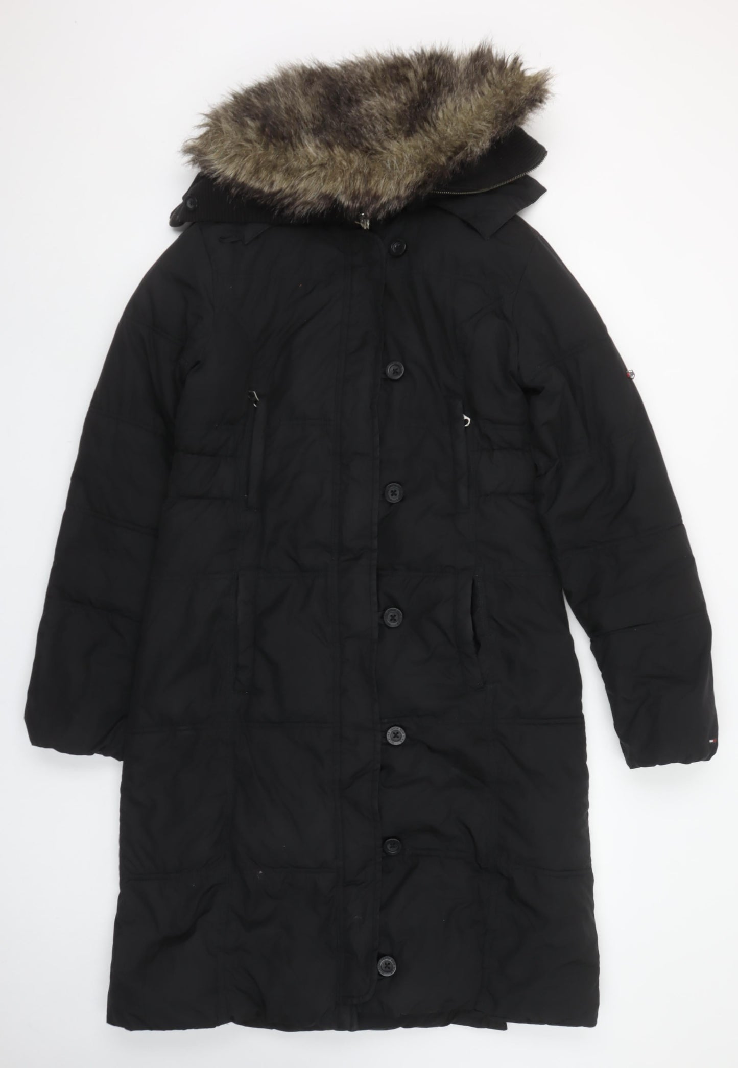Womens UK Size M Tommy Hilfiger Black Parka Coat