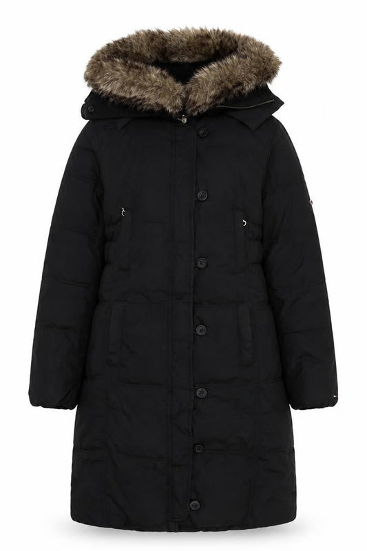 Womens UK Size M Tommy Hilfiger Black Parka Coat