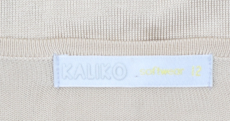 Kaliko Women Beige Floral Beaded V-Neck Long Sleeve Cardigan Size 12