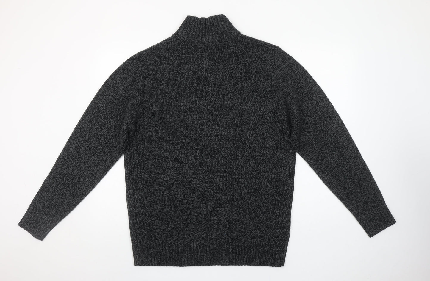 TU Men’s Grey High Neck Half Zip Knitted Jumper Size L