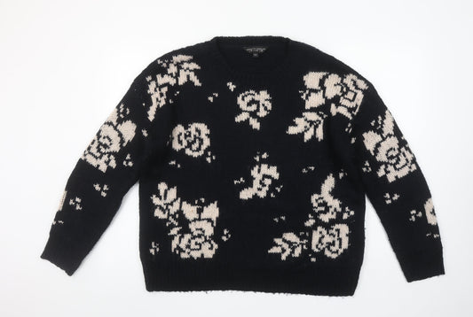 Dorothy Perkins Women’s Black Floral Knit Jumper Size 16