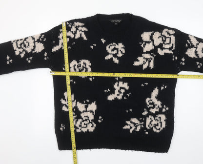 Dorothy Perkins Women’s Black Floral Knit Jumper Size 16