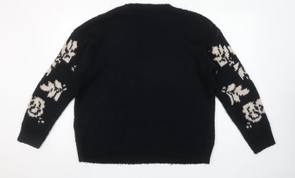 Dorothy Perkins Women’s Black Floral Knit Jumper Size 16