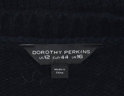 Dorothy Perkins Women’s Black Floral Knit Jumper Size 16