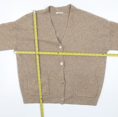 Tu Woman Beige V-Neck Cardigan XL Acrylic Blend Wool Knit
