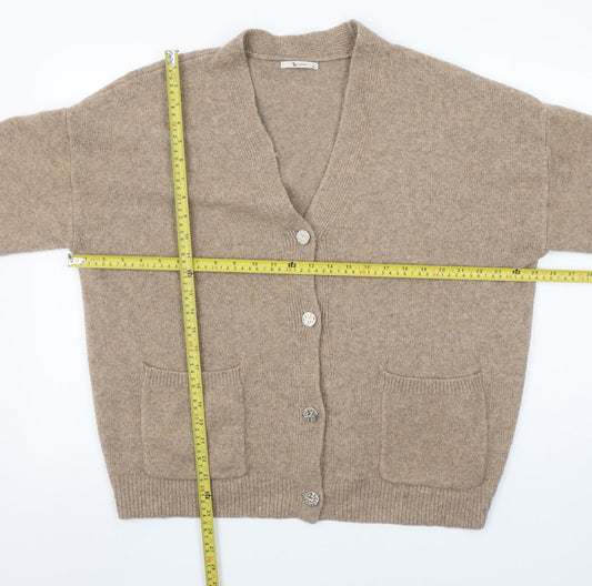Tu Woman Beige V-Neck Cardigan XL Acrylic Blend Wool Knit