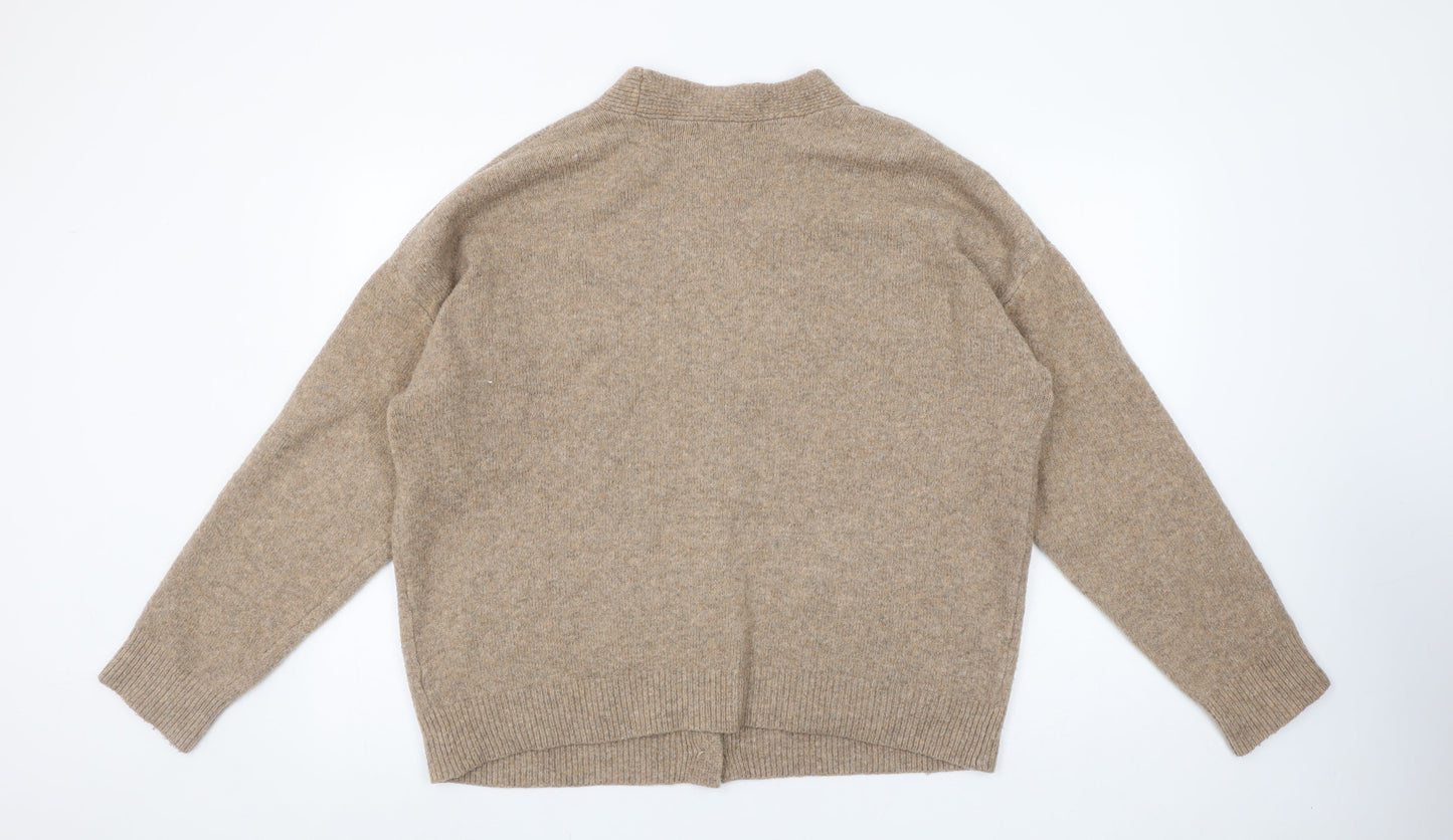 Tu Woman Beige V-Neck Cardigan XL Acrylic Blend Wool Knit