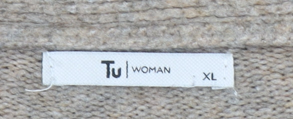 Tu Woman Beige V-Neck Cardigan XL Acrylic Blend Wool Knit