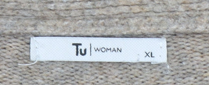 Tu Woman Beige V-Neck Cardigan XL Acrylic Blend Wool Knit