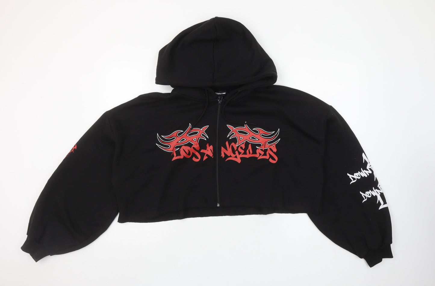 Womens UK Size L PRETTYLITTLETHING Black Full Zip Hoodie
