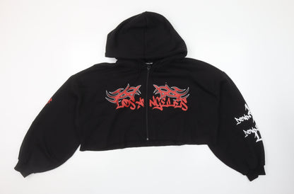 Womens UK Size L PRETTYLITTLETHING Black Full Zip Hoodie